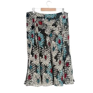 Bob Mackie Mackie & Co Brown Blue Red Floral Flared Skirt Vintage — Size 12